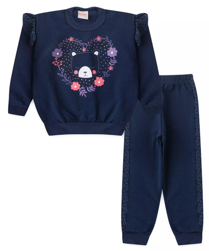 Conjunto de Inverno para Menina Ursinho Fofo Marinho