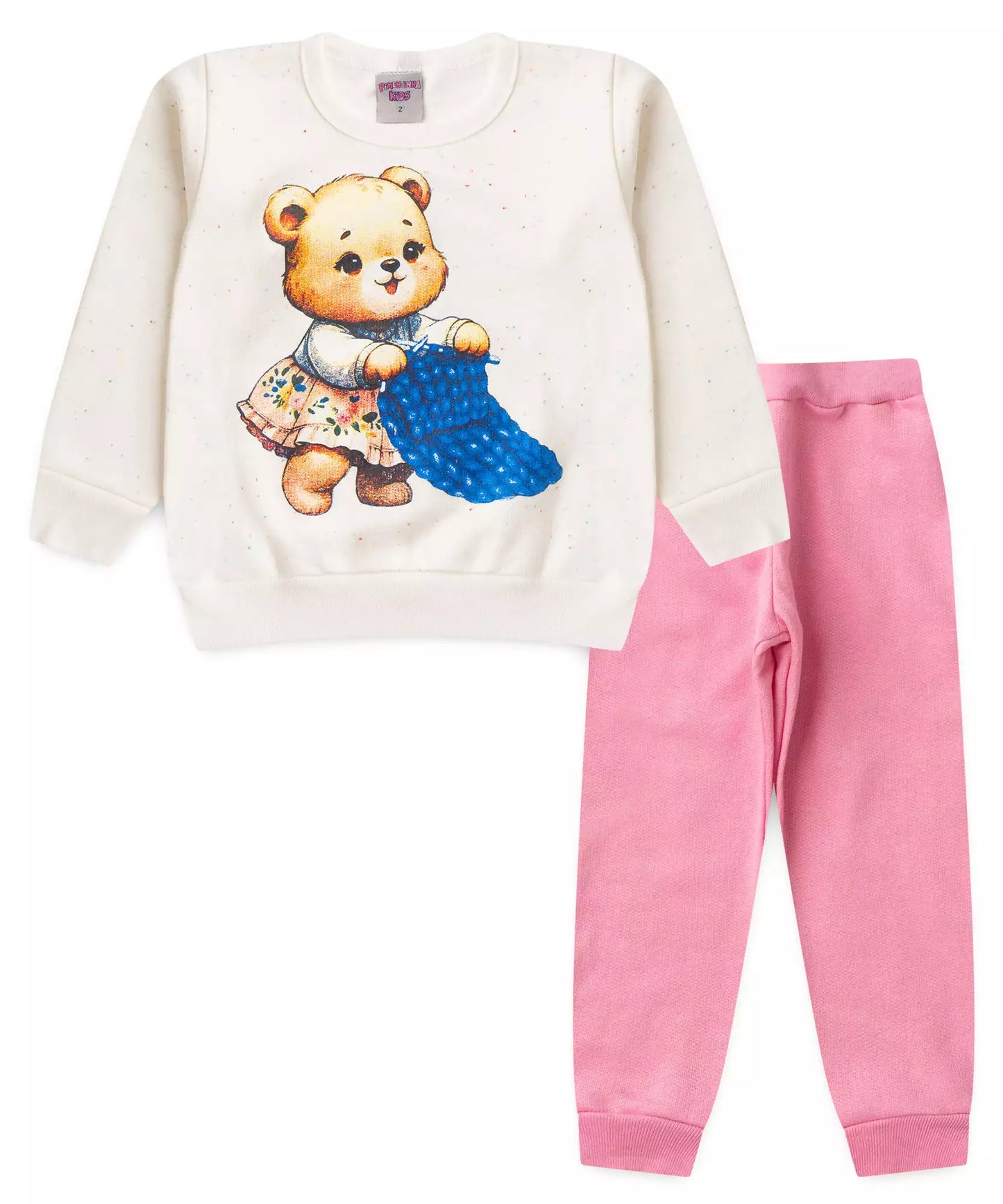 Conjunto de Inverno para Menina no Ursinho no Marfim