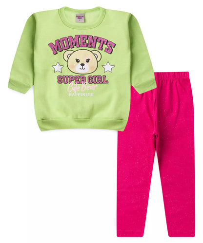 Conjunto de Inverno para Menina Ursinho Verde