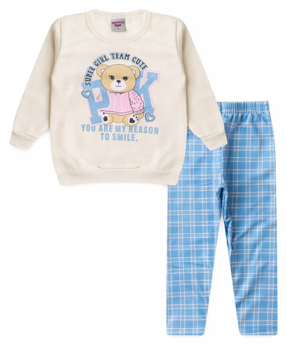 Conjunto de Inverno para Menina no Urso Marfim