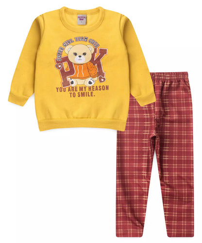 Conjunto de Inverno para Menina Urso Marrom