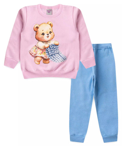 Conjunto de Inverno para Menina Urso Pink