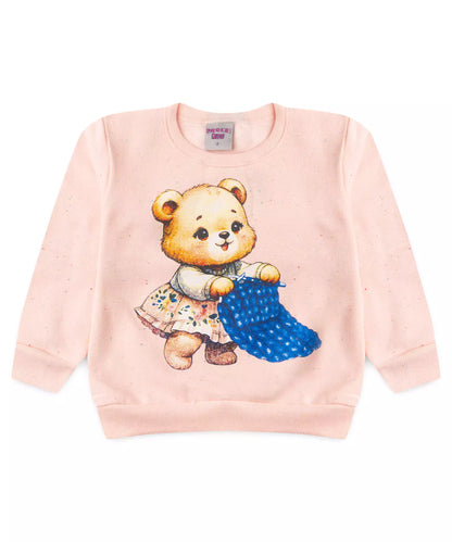 Conjunto de Inverno para Menina Urso Rosa