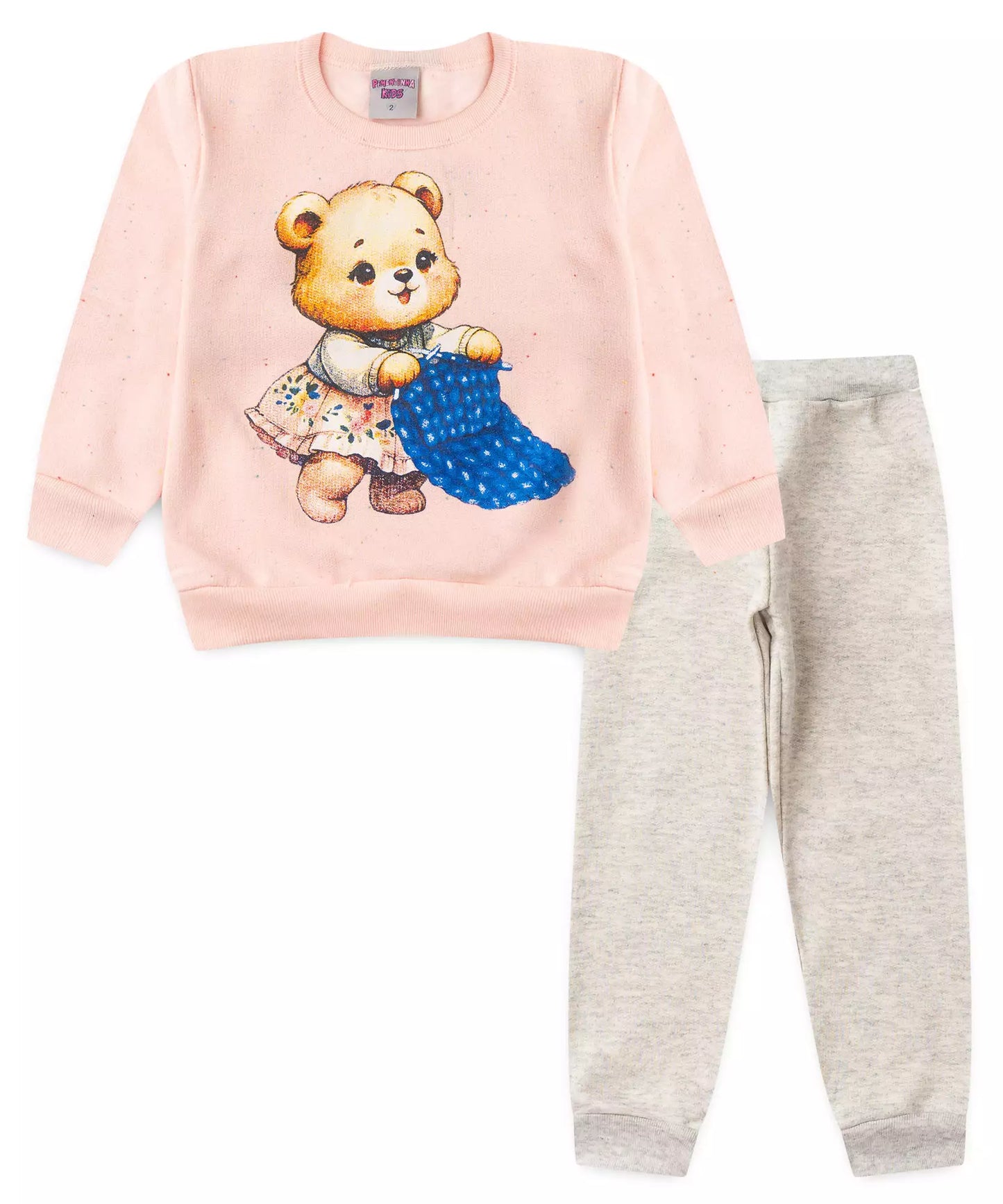 Conjunto de Inverno para Menina Urso Rosa