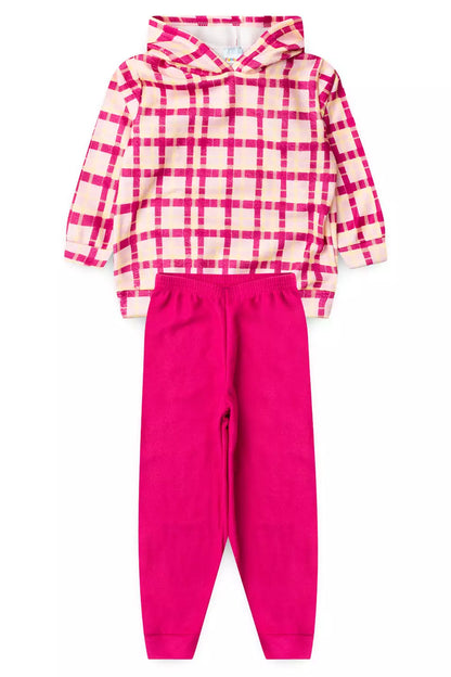 Conjunto de Inverno para Menina Xadrez Encantado Pink