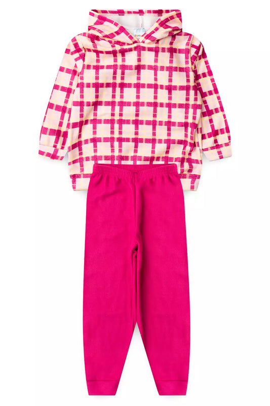 Conjunto de Inverno para Menina Xadrez Encantado Pink