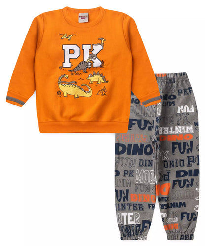 Conjunto de Inverno para Menino Dino Laranja