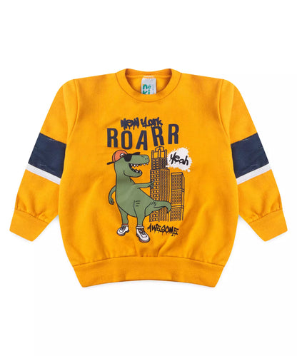 Conjunto de Inverno para Menino Dinossauro Amarelo
