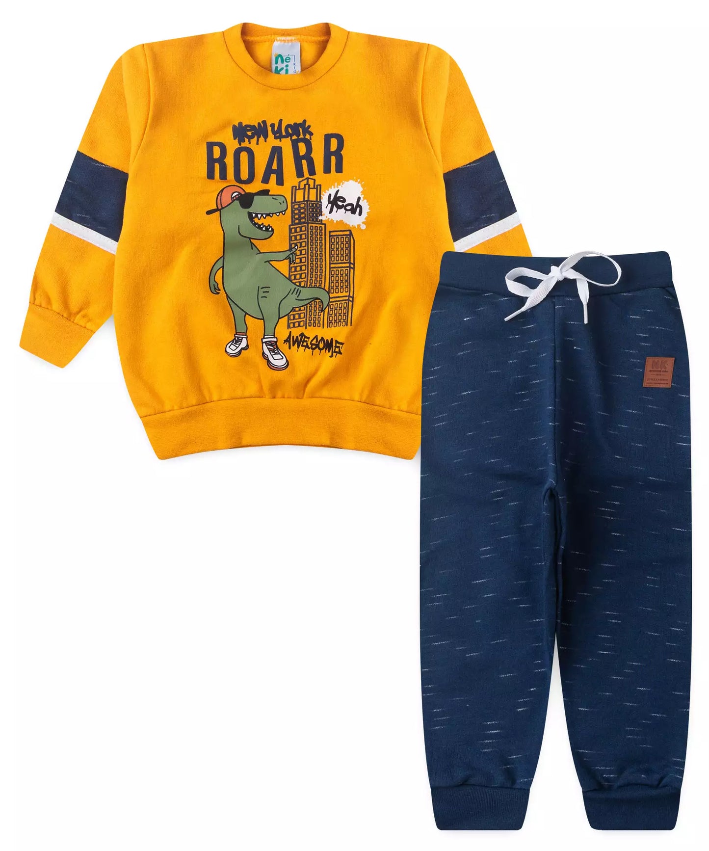 Conjunto de Inverno para Menino Dinossauro Amarelo