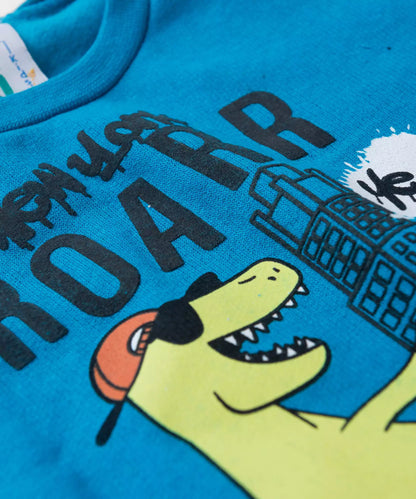 Conjunto de Inverno para Menino no Dinossauro em Azul