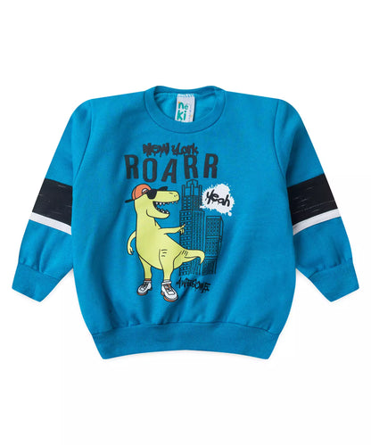 Conjunto de Inverno para Menino no Dinossauro em Azul