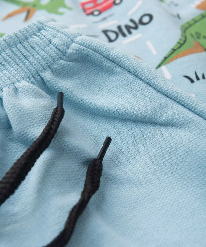 Conjunto de Inverno para Menino Dinossauro no Azul