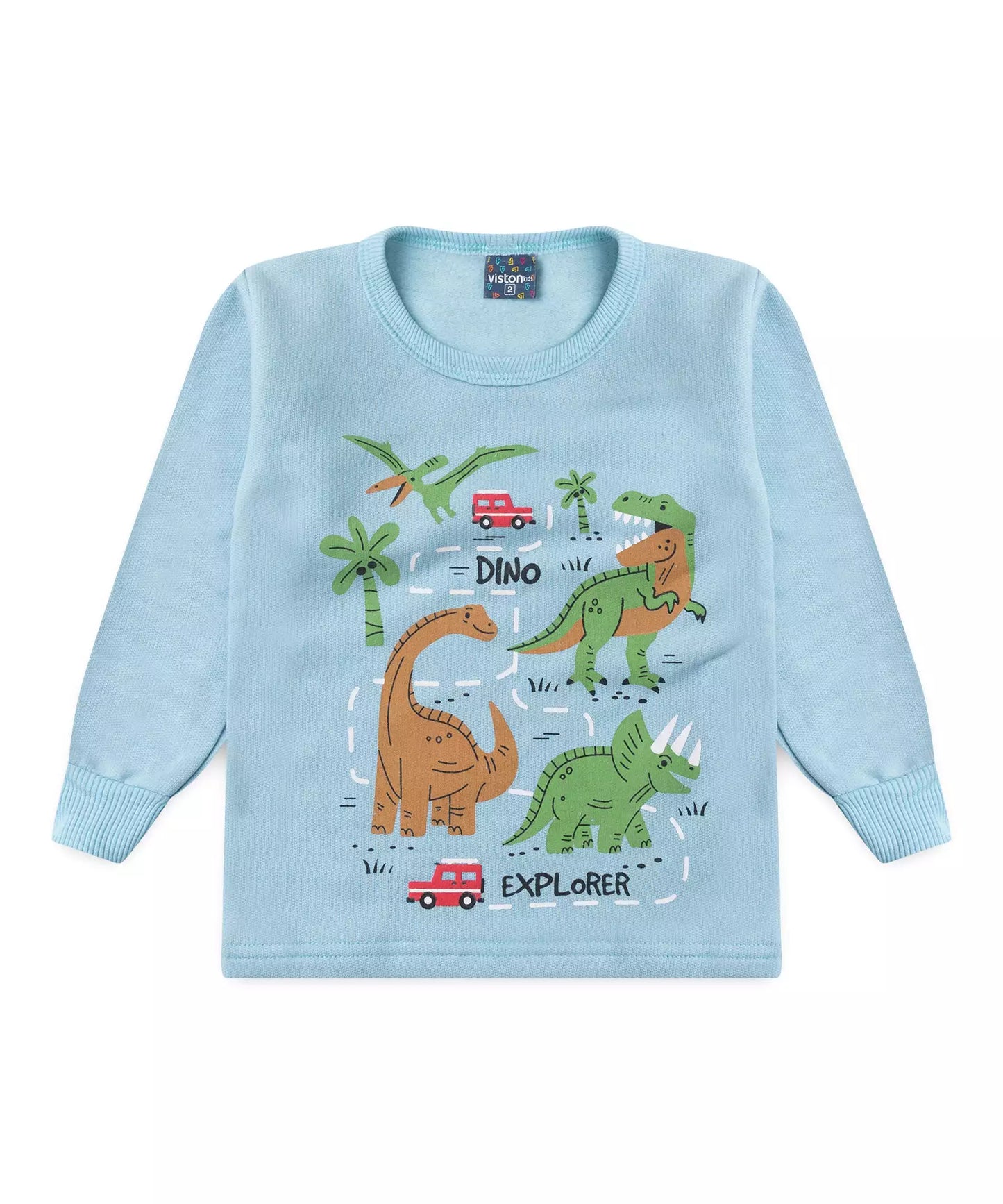 Conjunto de Inverno para Menino Dinossauro no Azul