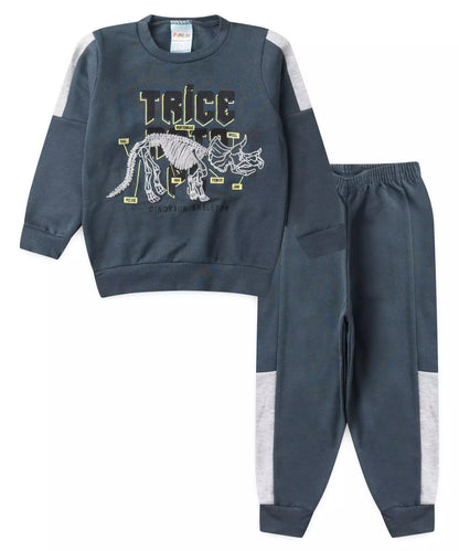Conjunto de Inverno para Menino Triceratops Chumbo