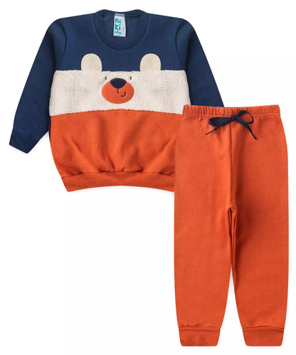 Conjunto de Inverno para Menino Ursinho em Marinho