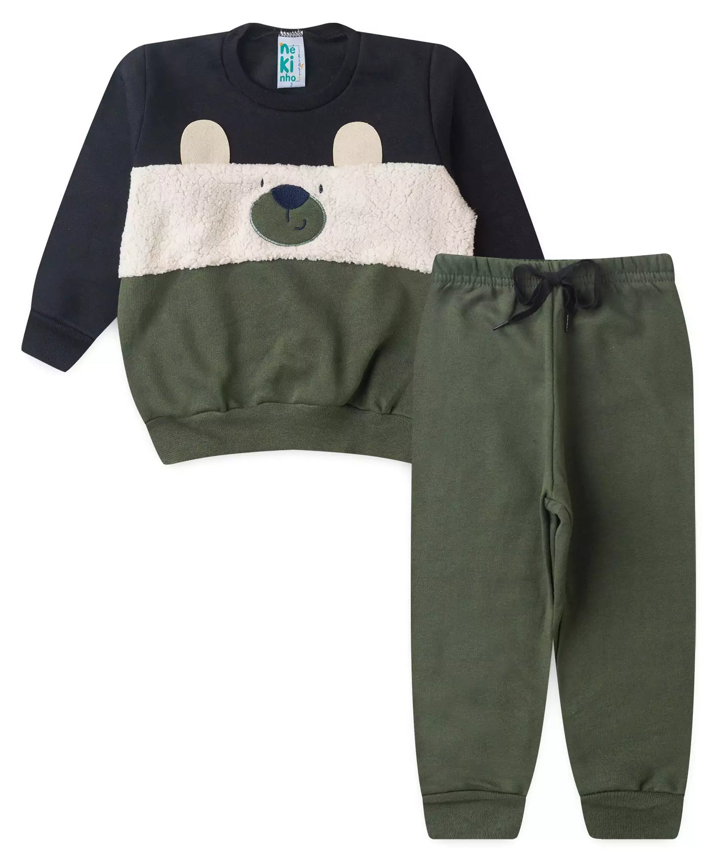 Conjunto de Inverno para Menino Ursinho em Preto
