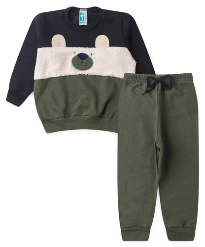 Conjunto de Inverno para Menino Ursinho em Preto