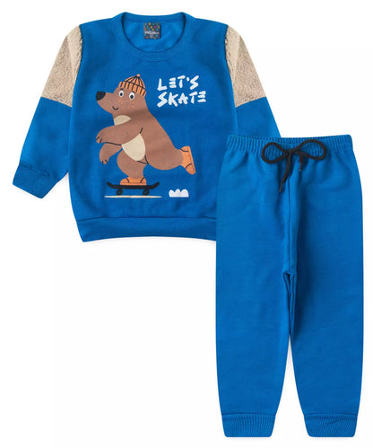 Conjunto de Inverno para Menino Urso no Azul
