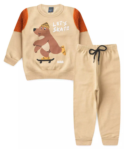 Conjunto de Inverno para Menino Urso Bege