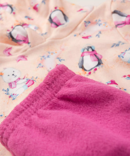 Conjunto de Soft para Bebê Menina Pinguim Salmão
