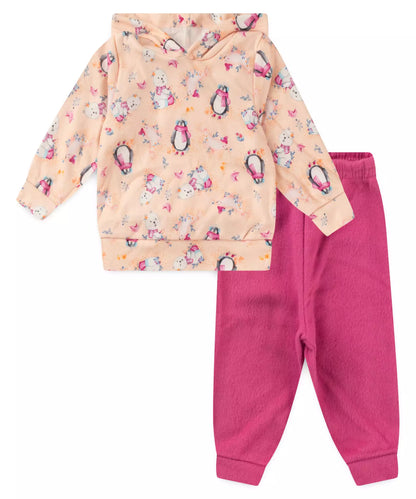 Conjunto de Soft para Bebê Menina Pinguim Salmão