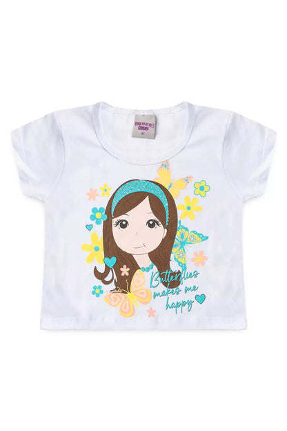 Conjunto de Verão Infantil Feminino Bonequinha Branca