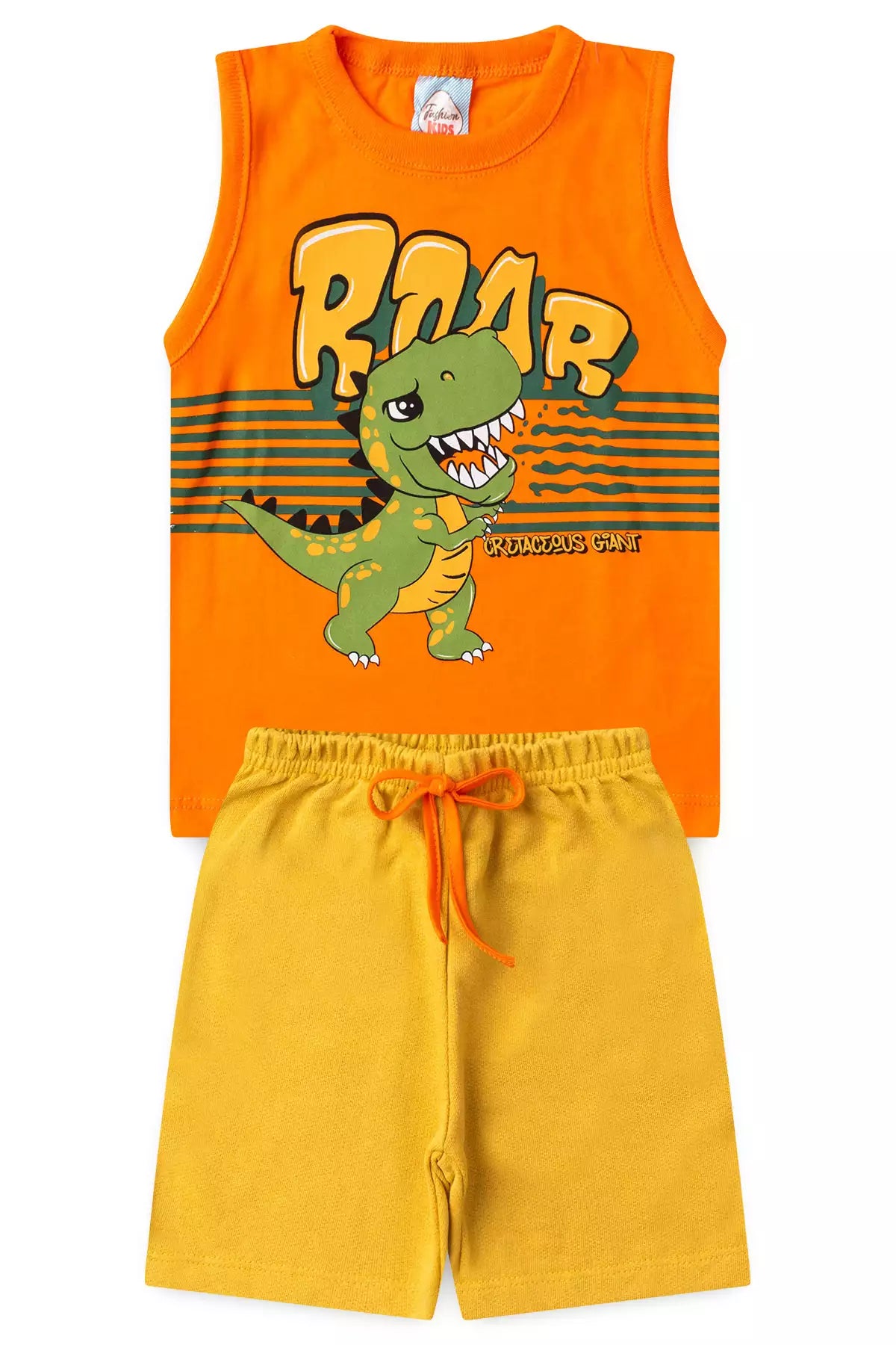 Conjunto de Verão Menino Dino Roaar Laranja