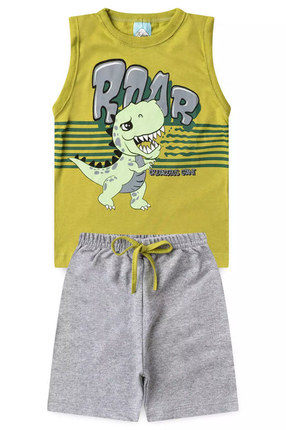 Conjunto de Verão Menino Dino Roaar Verde