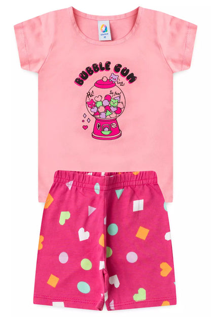 Conjunto de Verão para Menina Bubble Gun Rosa