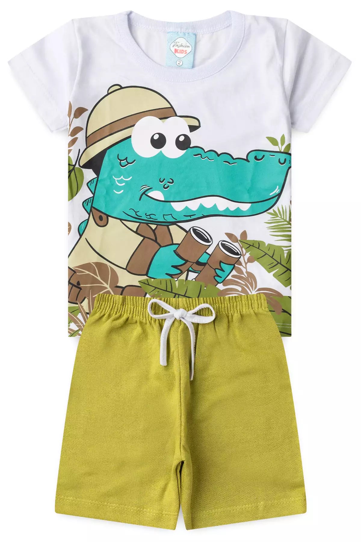 Conjunto de Verão para Menino Jacaré Branco
