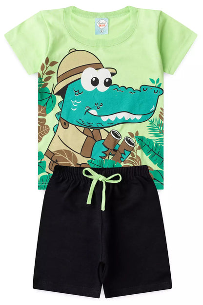 Conjunto de Verão para Menino Jacaré Verde