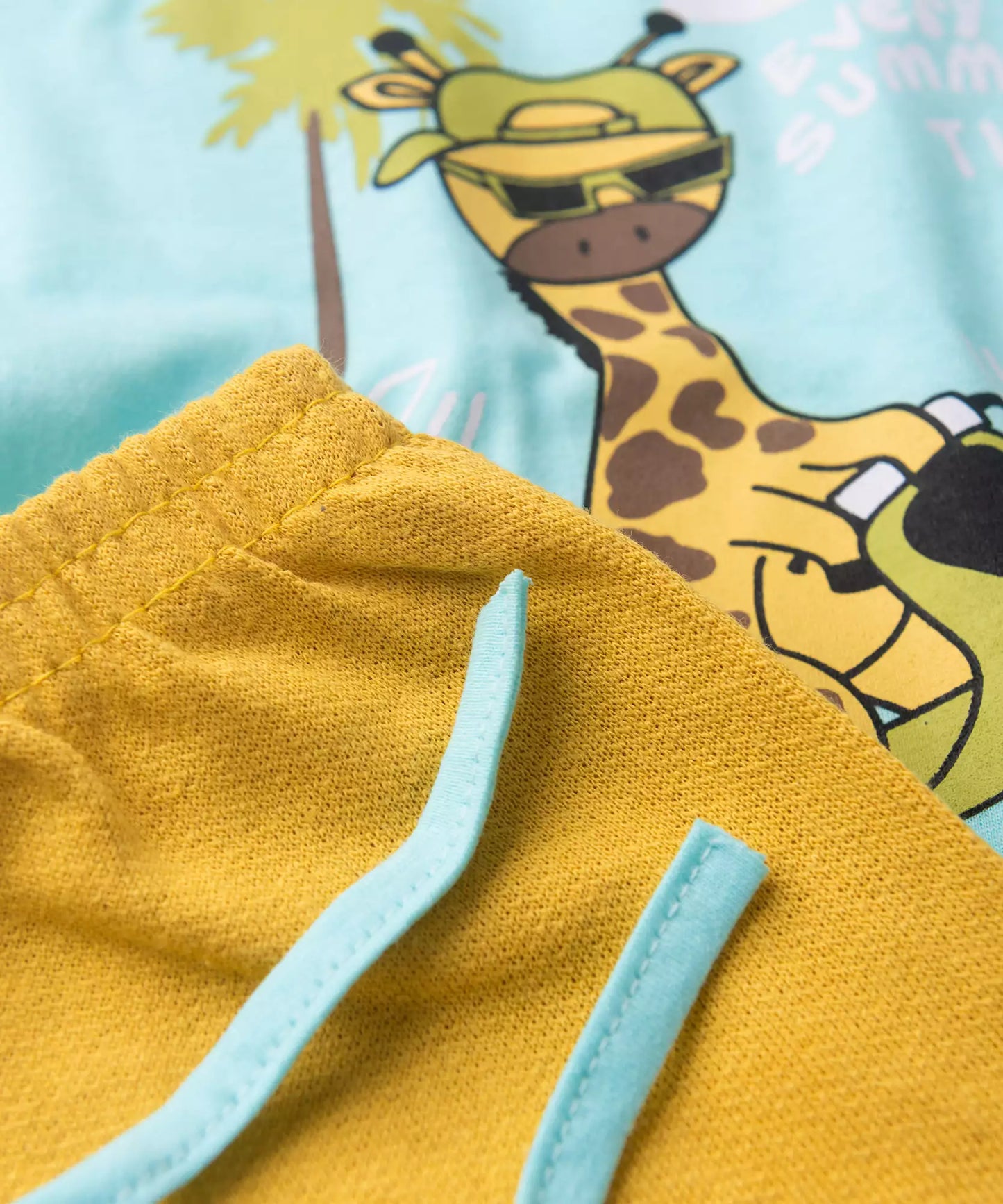 Conjunto de Verão Bebê Menino Girafinha Azul