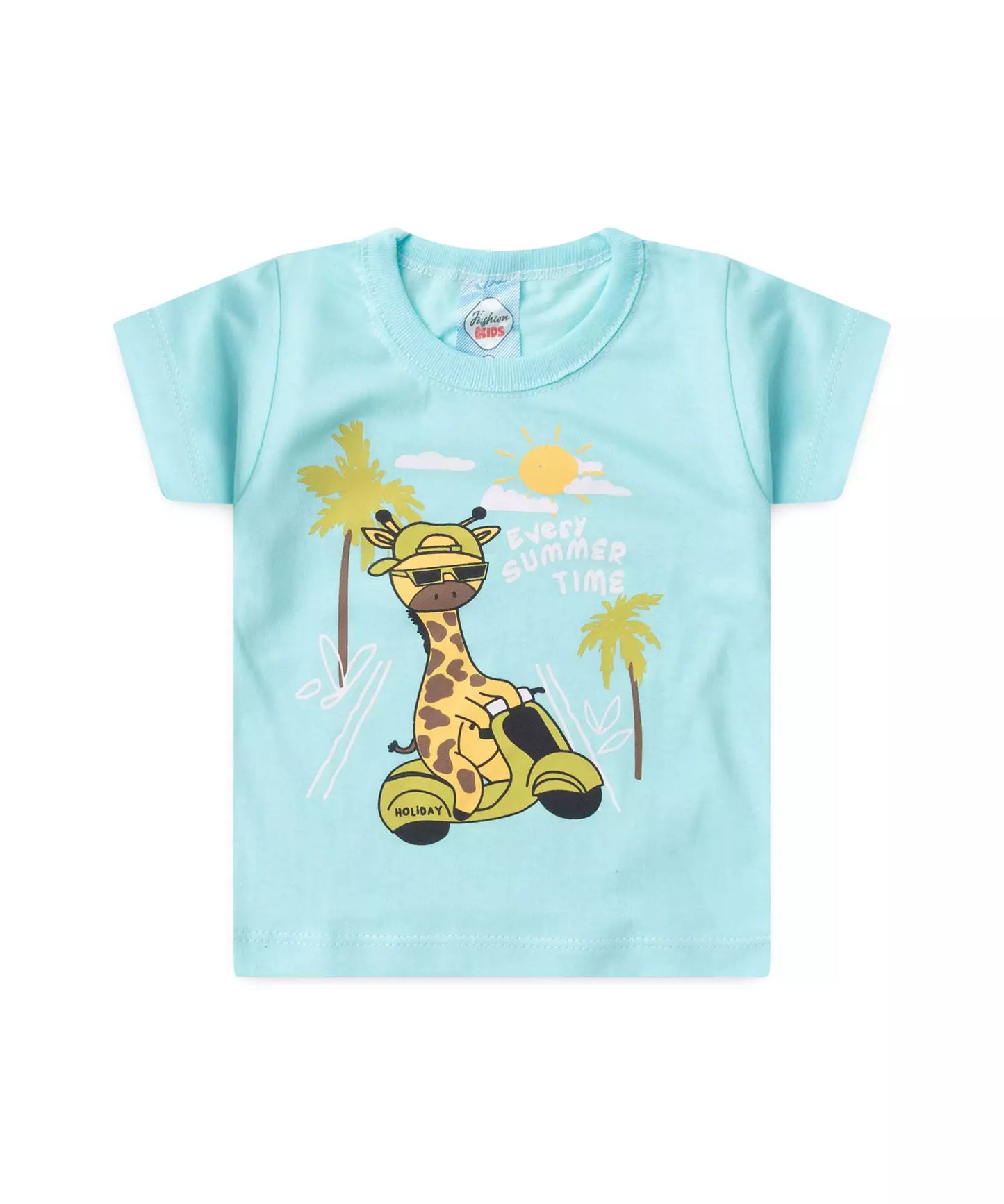Conjunto de Verão Bebê Menino Girafinha Azul