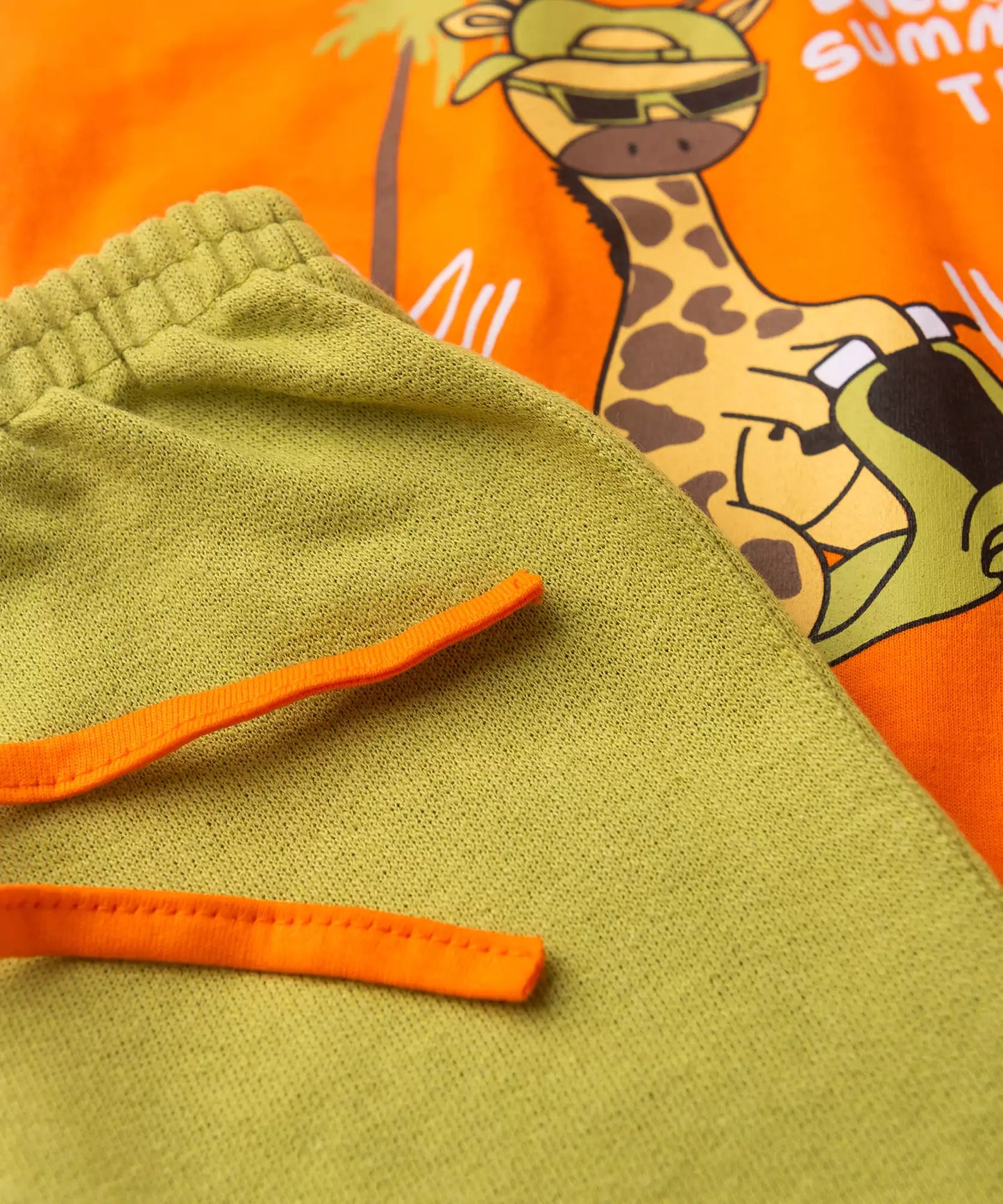 Conjunto de Verão Bebê Menino Girafinha Laranja