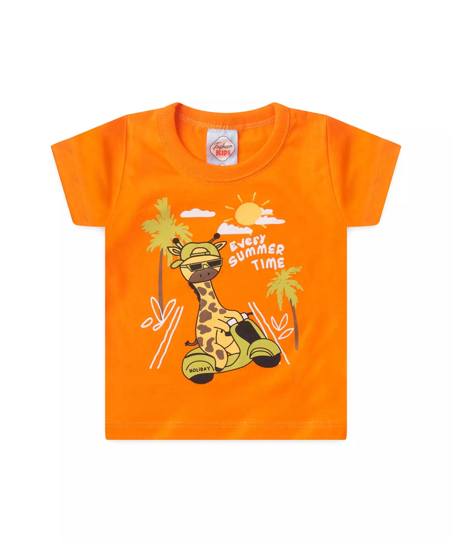 Conjunto de Verão Bebê Menino Girafinha Laranja