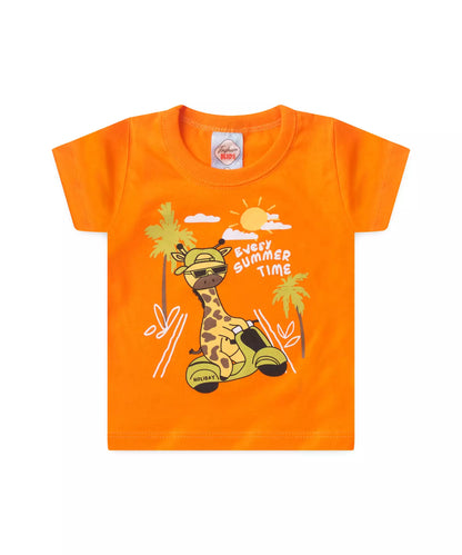 Conjunto de Verão Bebê Menino Girafinha Laranja