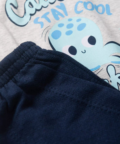 Conjunto de Verão Bebê Menino Polvo Mescla