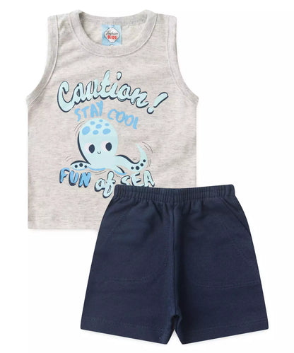 Conjunto de Verão Bebê Menino Polvo Mescla