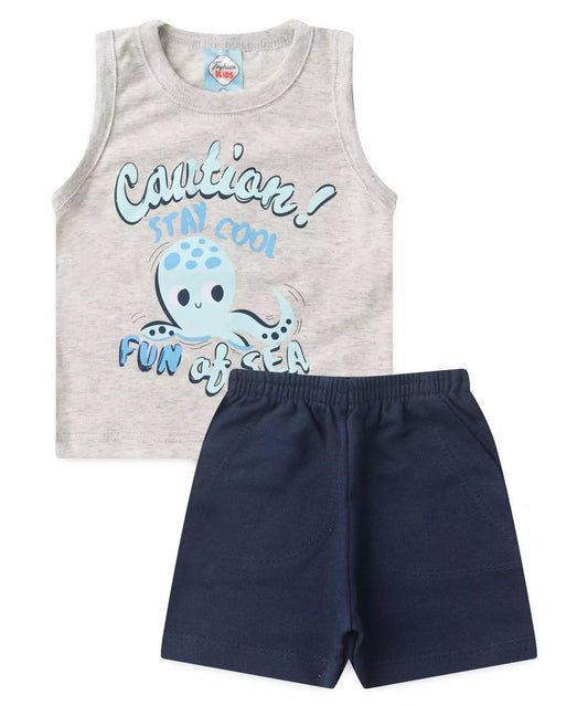 Conjunto de Verão Bebê Menino Polvo Mescla