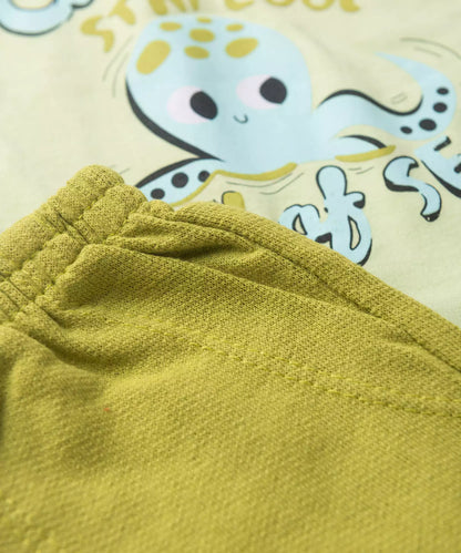 Conjunto de Verão Bebê Menino Polvo Verde