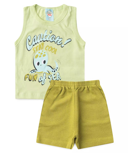Conjunto de Verão Bebê Menino Polvo Verde