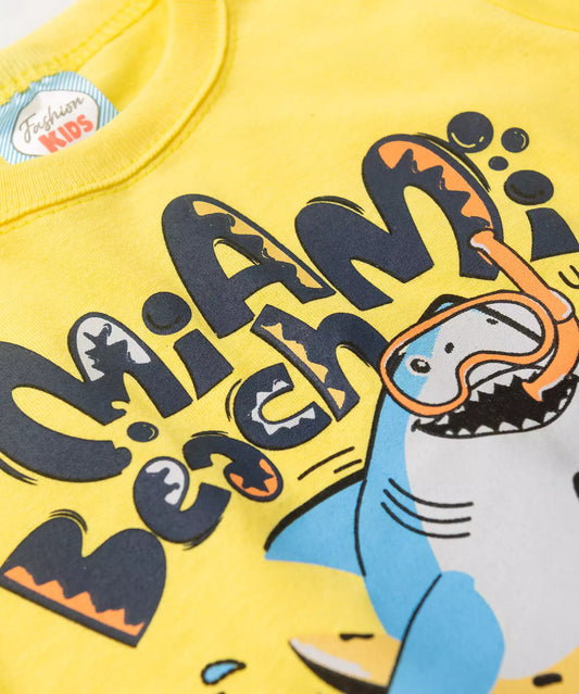 Conjunto de Verão Bebê Menino Tubarãozinho Amarelo
