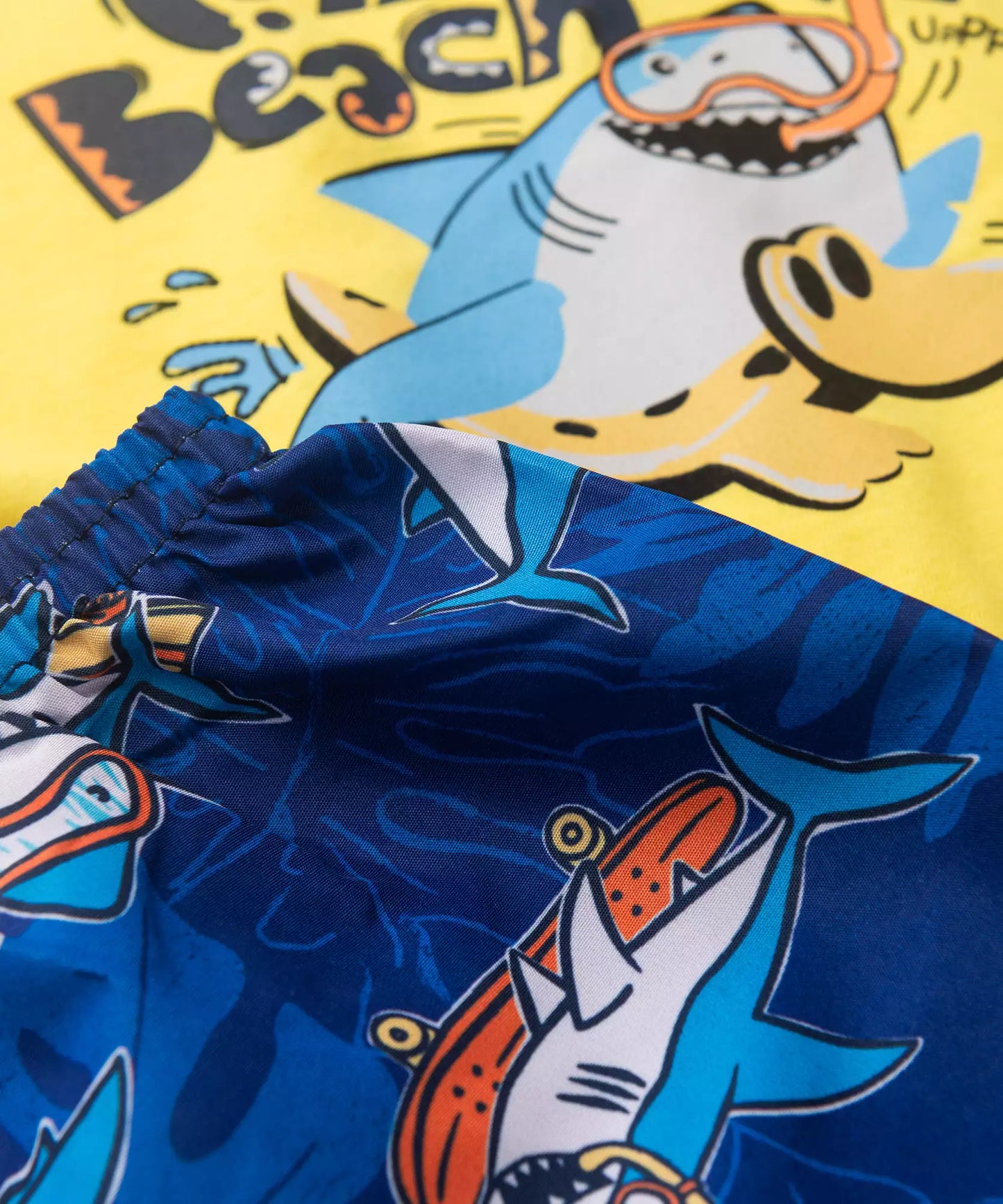 Conjunto de Verão Bebê Menino Tubarãozinho Amarelo