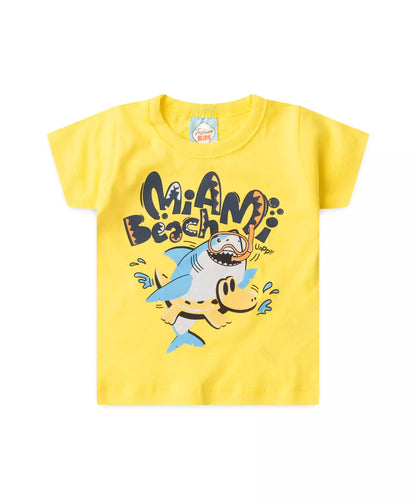 Conjunto de Verão Bebê Menino Tubarãozinho Amarelo