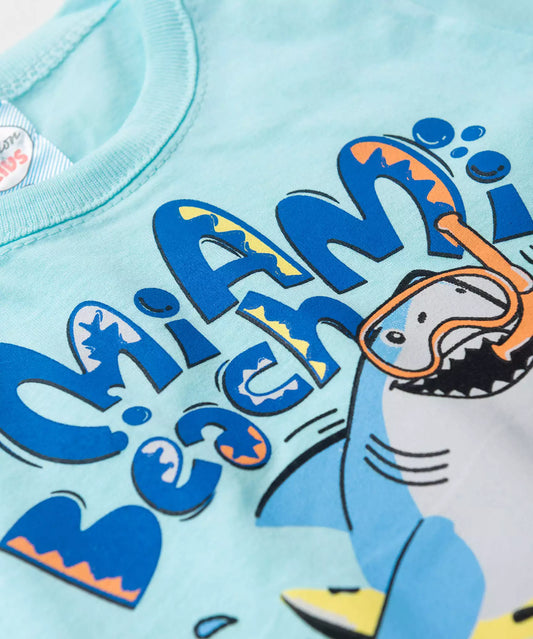 Conjunto de Verão Bebê Menino Tubarãozinho Azul