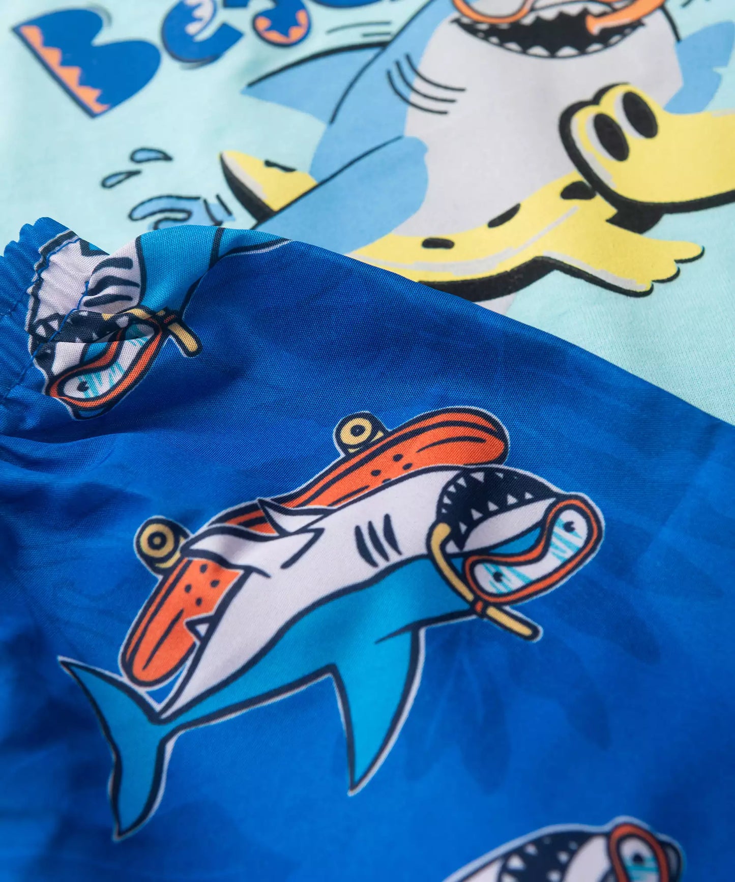 Conjunto de Verão Bebê Menino Tubarãozinho Azul