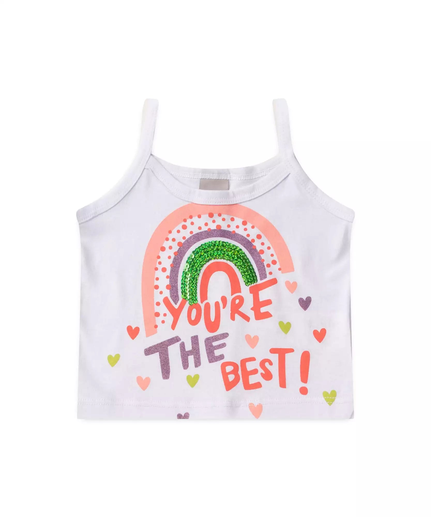 Conjunto de Verão Infantil Feminino Arco-Íris Branco