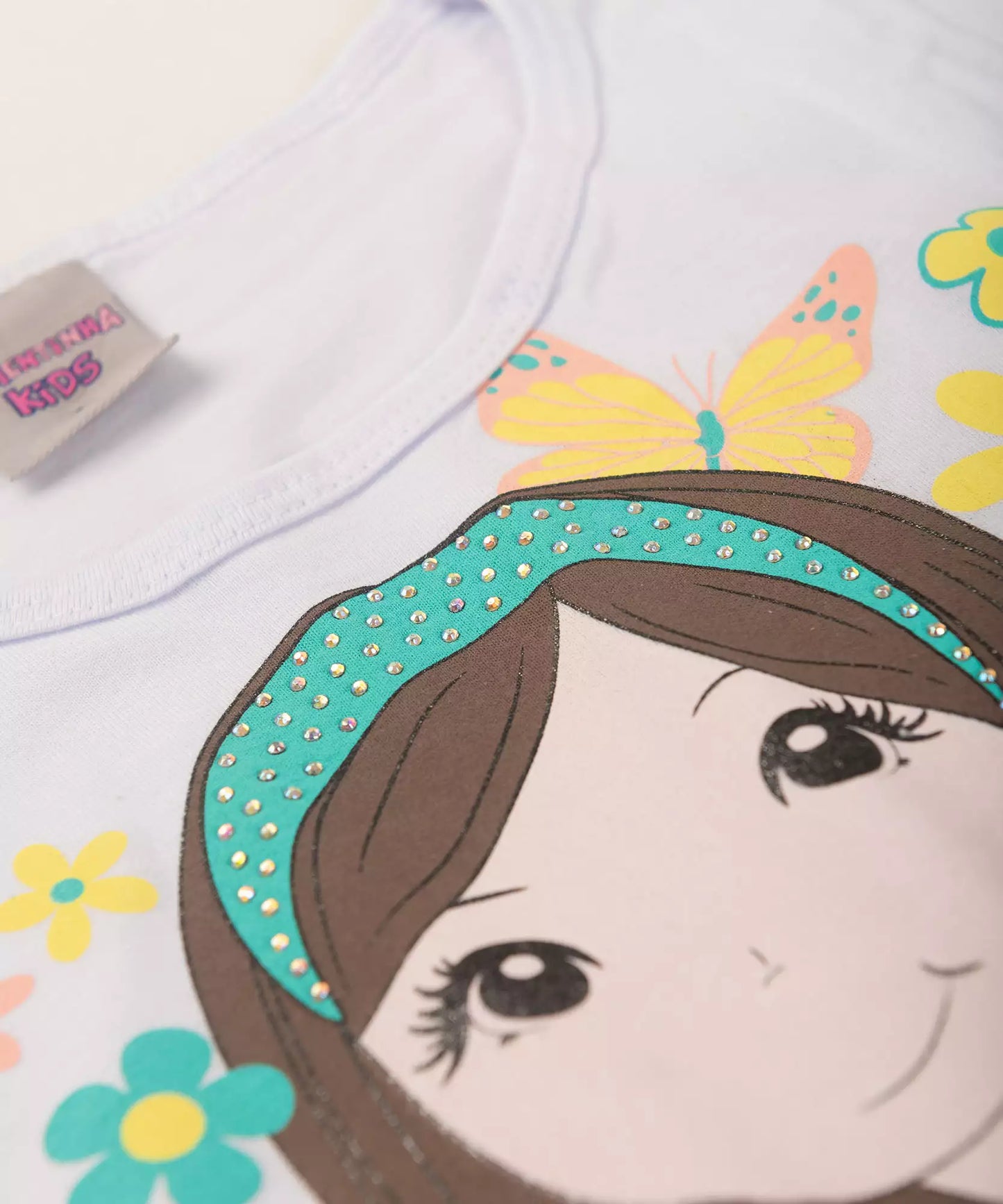 Conjunto de Verão Infantil Feminino Bonequinha Branca