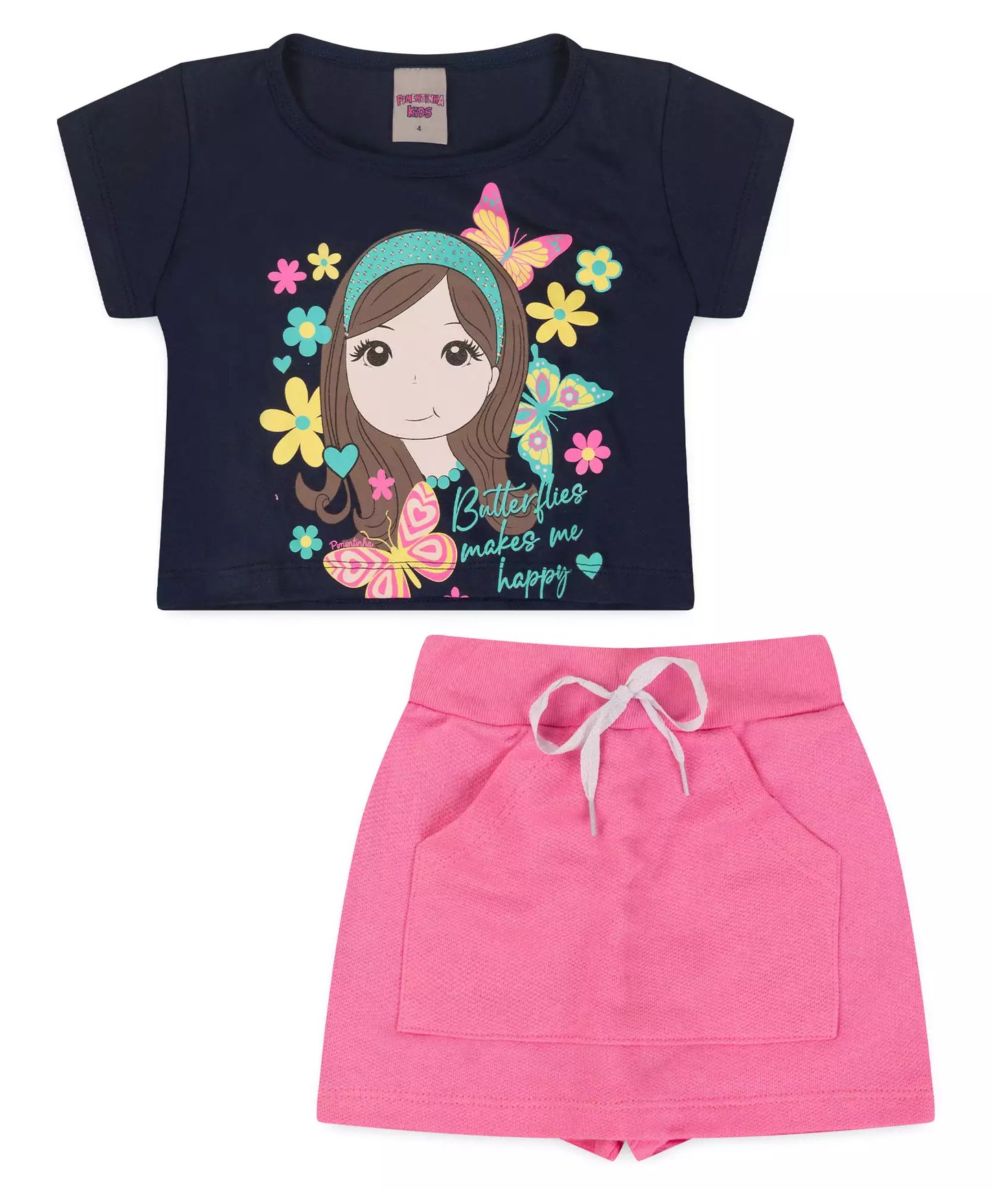 Conjunto de Verão Infantil Feminino Bonequinha Marinho