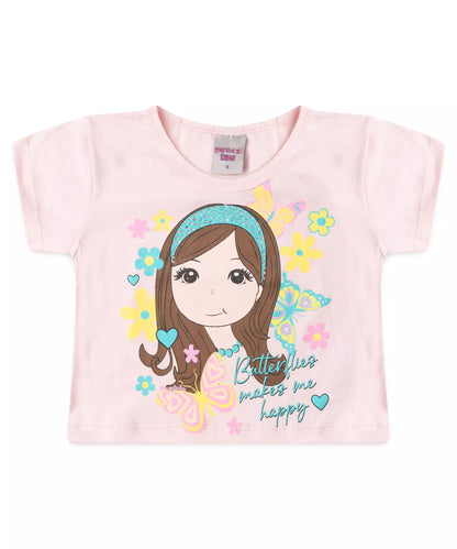 Conjunto de Verão Infantil Feminino Bonequinha Rosa